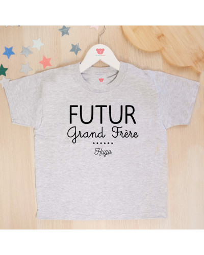 Tee shirt gris - Futur Grand Frère personnalisé