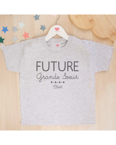 Tee shirt gris - Future Grande Soeur personnalisé
