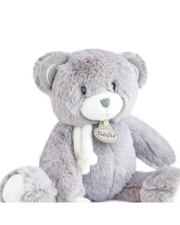 Pantin Pap'ours gris avec doudou personnalisé