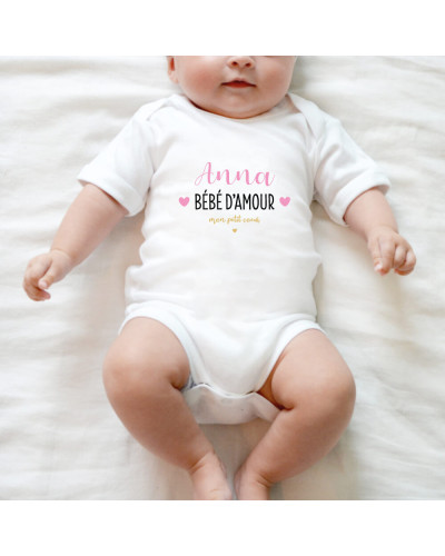 Body bébé personnalisé - Bébé d'amour rose