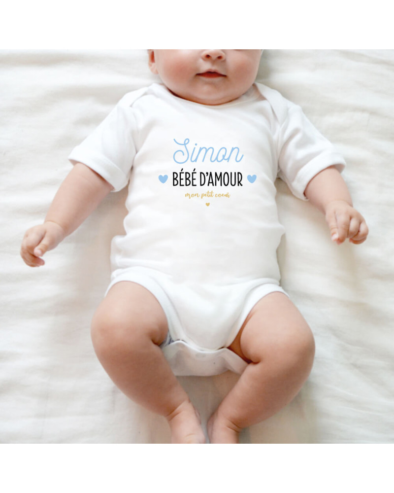 Body bébé personnalisé - Bébé d'amour bleu