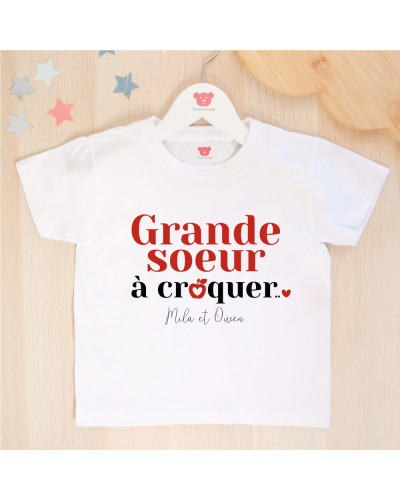 T-shirt "Grande soeur à croquer" personnalisé