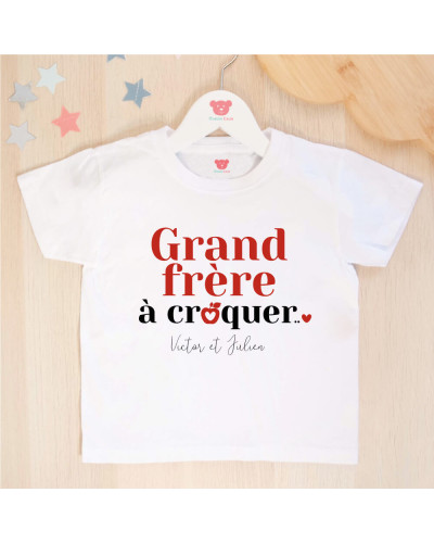 Tee shirt "Grand frère à croquer" personnalisé