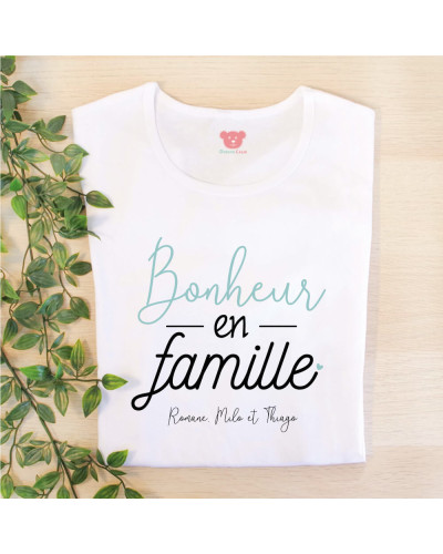 T-shirt homme "Bonheur en famille" personnalisé