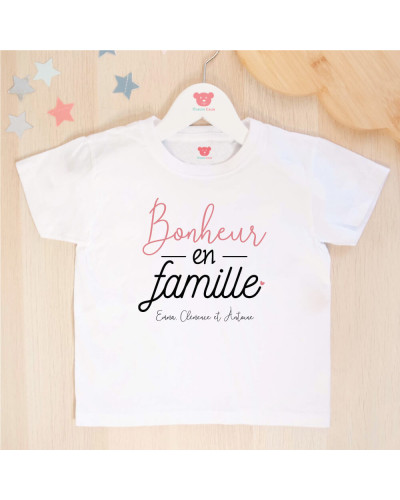 T-shirt fille "Bonheur en famille" personnalisé