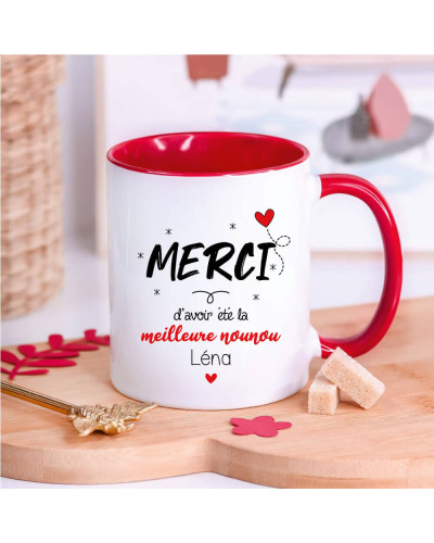 Mug "La Meilleure Nounou" rouge personnalisé