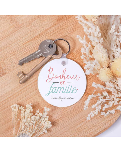 Porte-clés "Bonheur en famille" personnalisé
