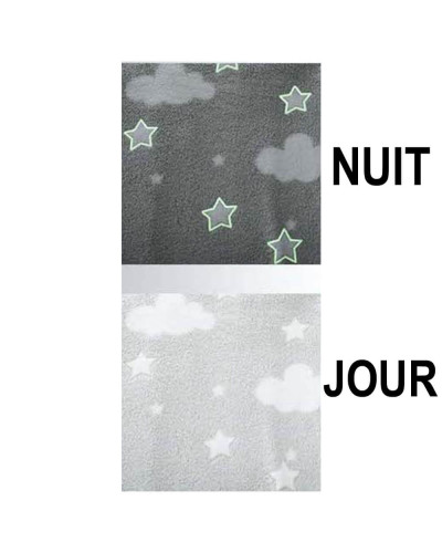 Plaid gris avec étoiles phosphorescentes (125x150)