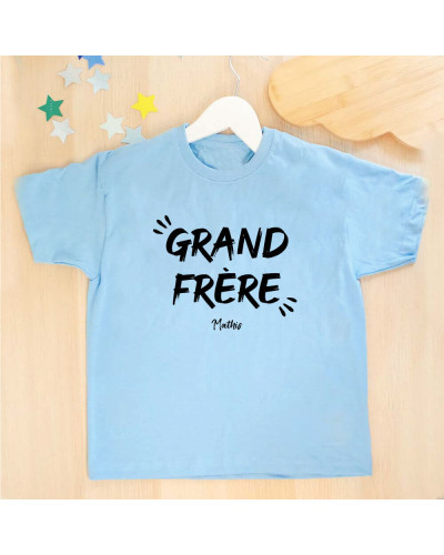 T-shirt bleu - Grand Frère personnalisé