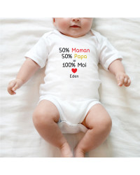 Body bébé personnalisé  - 50% papa, 50% maman, 100% moi