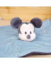 Doudou plat Mickey bleu et gris