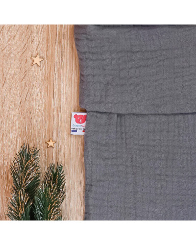 Chaussette de Noël en gaze de coton gris foncé personnalisée