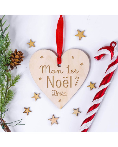 Décoration Sapin Noël - Coeur "Mon premier Noël" (8 cm)