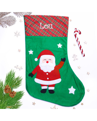 Chaussette de Noël motif écossais personnalisée - Père Noël