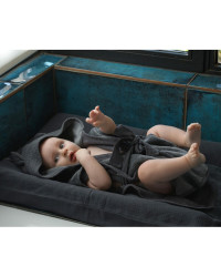 Peignoir bébé bambou et gaze de coton gris personnalisé