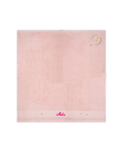 Serviette de bain Lapin rose personnalisée (100x100)