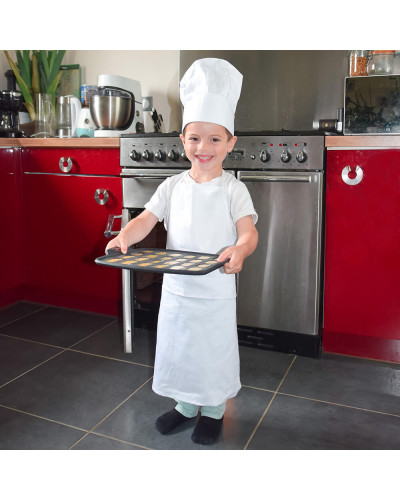 Toque et Tablier de cuisine enfant personnalisés - Blanc