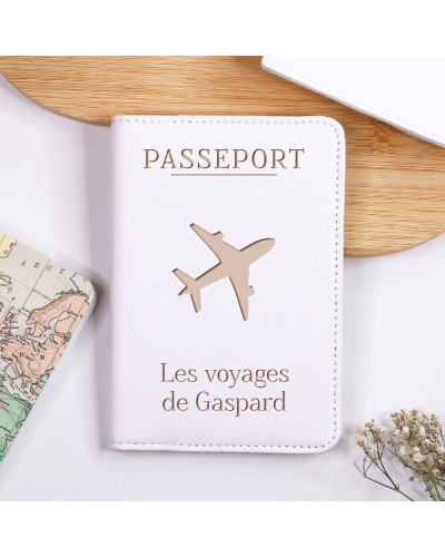 Porte passeport blanc personnalisé - Les voyages de