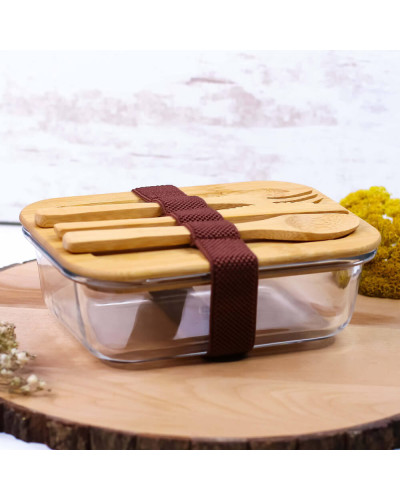 Lunch box bambou et verre personnalisée - La lunch box du meilleur maître
