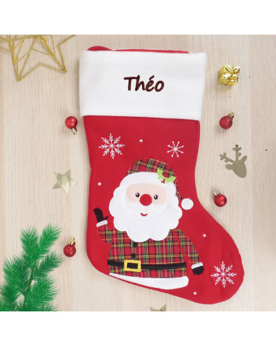 Chaussette de Noël rouge personnalisée - Père Noël écossais