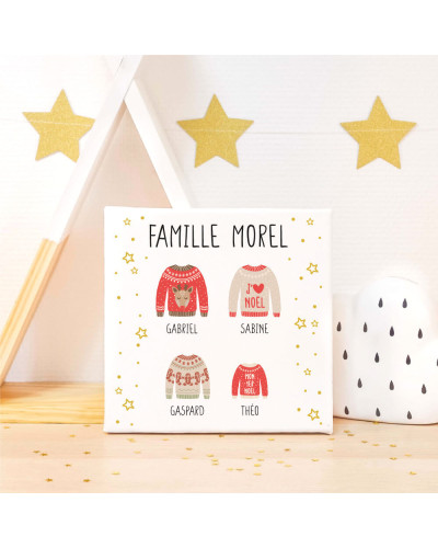 Tableau "Famille pull de Noël" personnalisé