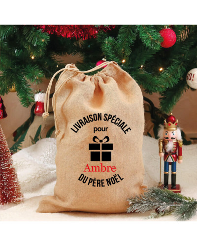 Emballage cadeaux Noël en jute personnalisé - Livraison spéciale de Noël