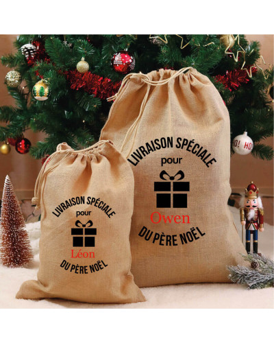 Emballage cadeaux Noël en jute personnalisé - Livraison spéciale de Noël