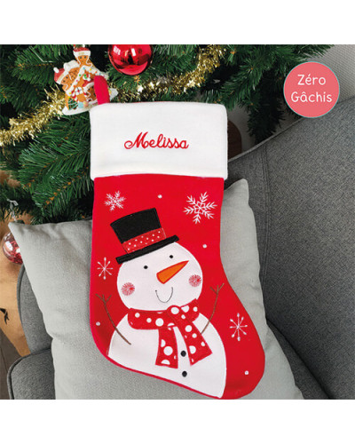 [Melissa] Chaussette de Noël - Bonhomme de neige et ses flocons