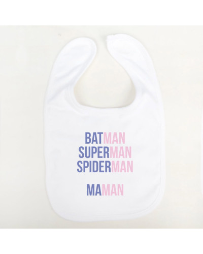 Bavoir personnalisé - Batman Superman Spiderman Maman