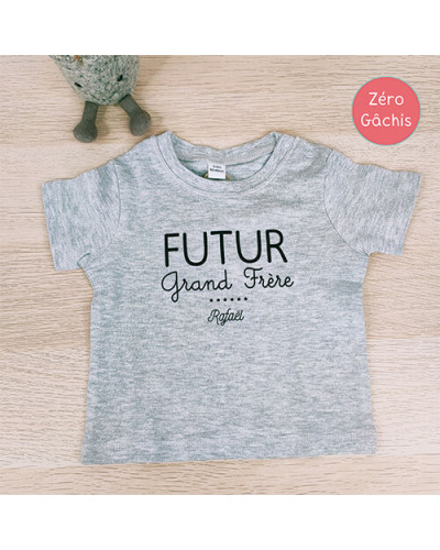 T-shirt gris - Futur Grand Frère personnalisé
