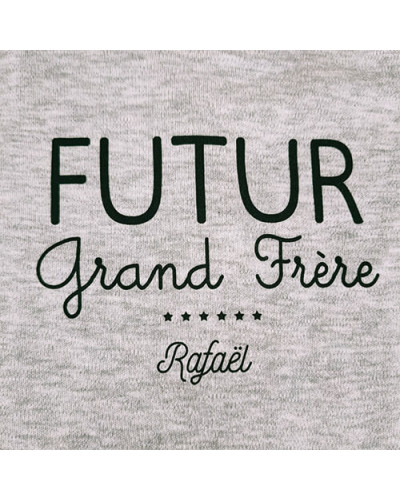 T-shirt gris - Futur Grand Frère personnalisé