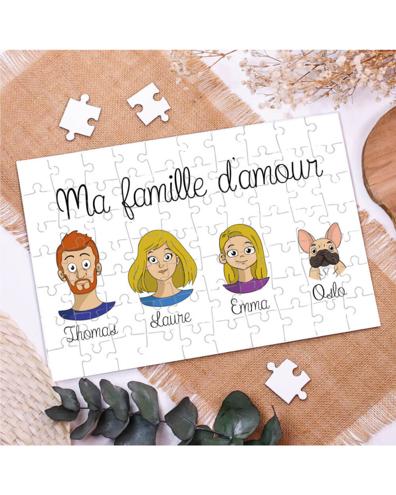 Puzzle Family Portrait personnalisée - Famille - Ourson Câlin