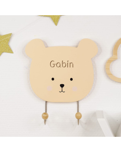 Porte-manteau ours personnalisé avec prénom enfant