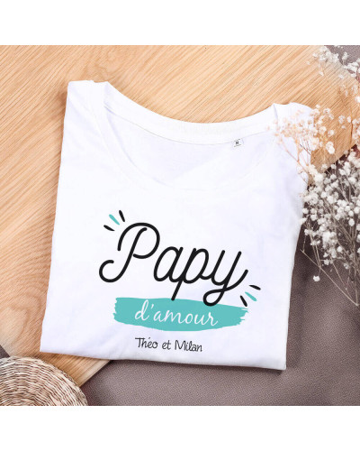 Tee shirt blanc Papy d'amour personnalisé