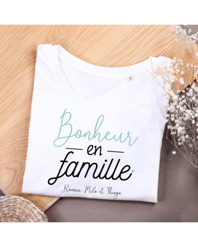 Tee shirt homme "Bonheur en famille" personnalisé
