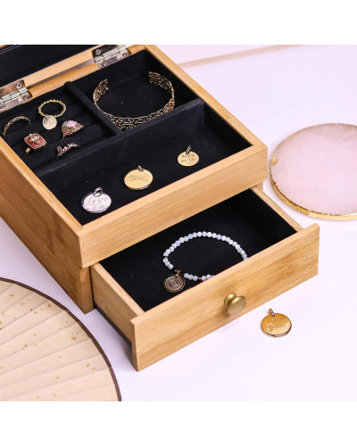 Boîte à bijoux bambou personnalisée - Les bijoux de - Ourson Câlin