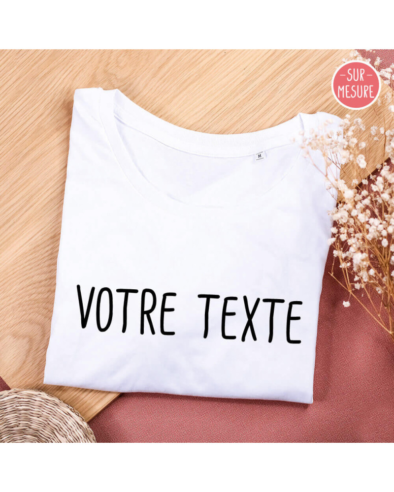 Tee shirt femme personnalisé avec texte au choix