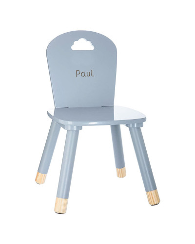 Chaise douceur gris en bois personnalisée avec prénom