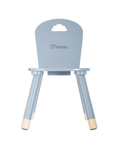 Chaise douceur gris en bois personnalisée avec prénom