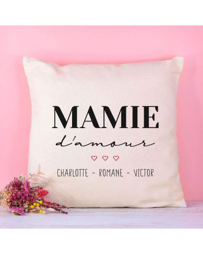 Coussin coton "Mamie d'amour" personnalisé