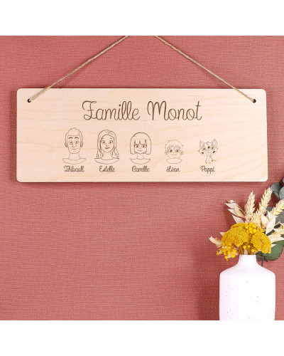 Pancarte en bois personnalisée - Family Portrait
