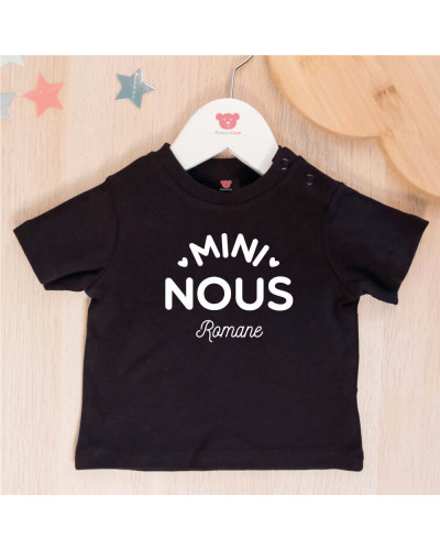 Tee shirt noir bébé "Mini Nous" personnalisé