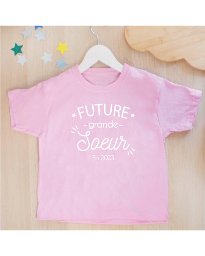 Tee shirt rose clair personnalisé - Future Grande Soeur
