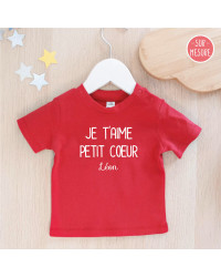 Tee shirt rouge enfant personnalisé avec texte au choix