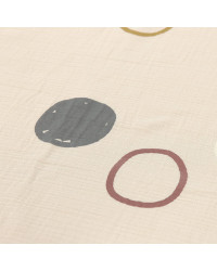 Couverture mousseline GOTS "Cercles Ecru" personnalisée (75x100)