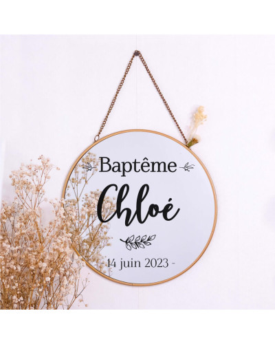 Miroir baptême personnalisé - Délicatesse (24cm)