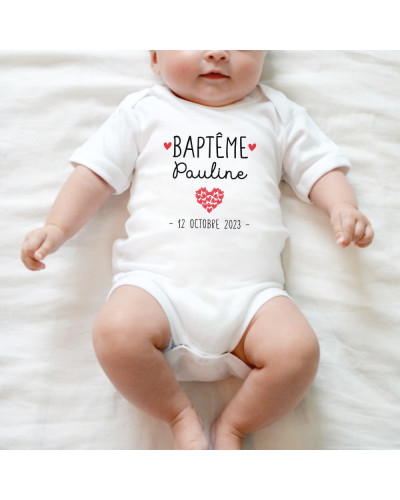 Body bébé baptême personnalisé - Petit coeur