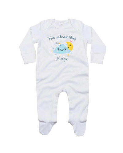 Pyjama bébé personnalisé avec recouvre mains - Fais de beaux rêves
