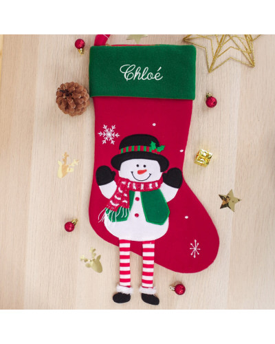 Chaussette de Noël personnalisée - Bonhomme de neige avec jambes
