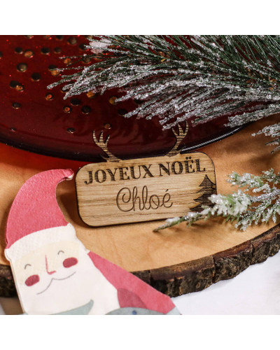 Marque-place Noël en bois personnalisé - Joyeux Noël